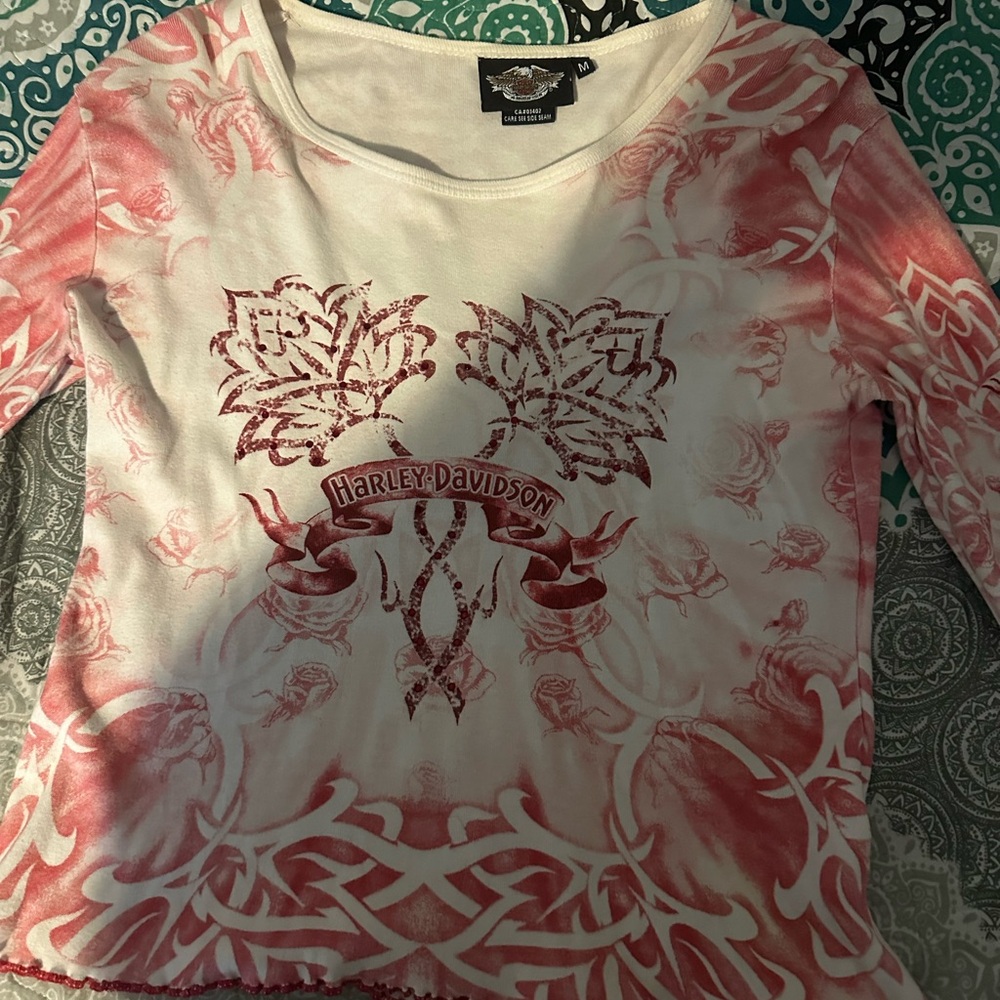 Harley Davidson women’s long sleeved shirt - beautiful with some sequins (front)